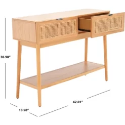Baisley 2 Drawer Rattan Console Table - Natural - Safavieh -Safavieh Store GUEST 0e21d8a9 9fe2 42d0 86d1 0e49396cebad