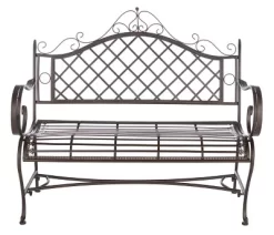 Abner Wrought Iron 45.75 Inch W Outdoor Garden Bench - Safavieh -Safavieh Store GUEST 171381ad 1d1c 4e85 9170 aa9a68d71ba5