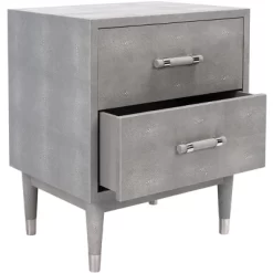 Jodie Faux Shagreen Nightstand - Grey/Silver - Safavieh -Safavieh Store GUEST 29dfd0d4 782b 4ece a6f8 449bf46da50d