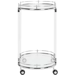 Lennon Acrylic Bar Trolley - Chrome - Safavieh -Safavieh Store GUEST 2e74ce09 66c8 4a9e a3fe 288a4916a173
