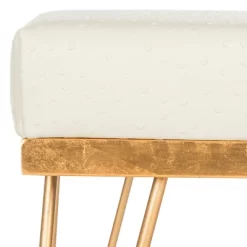 Jenine Faux Ostrich Square Bench - Cream/Gold - Safavieh -Safavieh Store GUEST 3669ac2a 6c02 47dd 8a3e 6852da02bee5