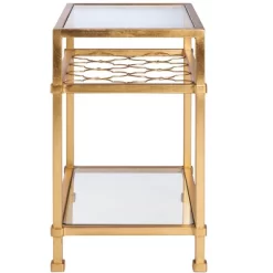 Hanzel Gold Leaf Glass Side Table - Gold - Safavieh -Safavieh Store GUEST 388cbb23 4db8 4c89 94b0 b8557be7f105