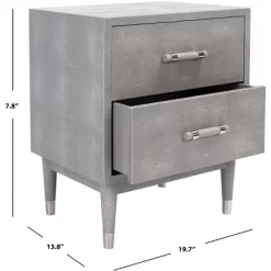 Jodie Faux Shagreen Nightstand - Grey/Silver - Safavieh -Safavieh Store GUEST 410ecaf7 e832 45ad 885a 6d4150bf754b