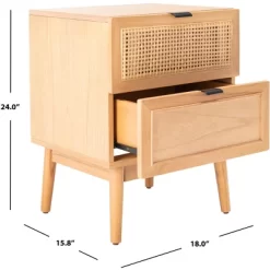 Baisley 2 Drawer Rattan Nightstand - Natural - Safavieh -Safavieh Store GUEST 424b12d0 1202 4a78 b3d7 8a48ce82365e