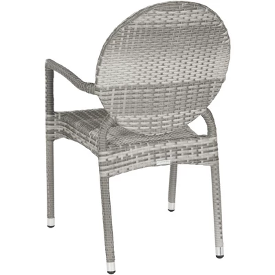 Valdez Indoor Outdoor French Bistro Stacking Arm Chair (Set Of 2) - Grey - Safavieh 4 Valdez Indoor Outdoor French Bistro Stacking Arm Chair (Set Of 2) - Grey - Safavieh - Image 4
