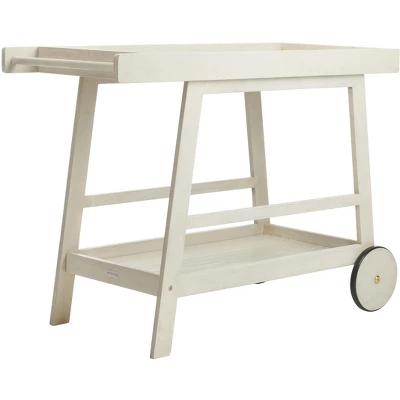 Renzo Indoor/Outdoor Bar Cart - Distressed White - Safavieh 3 Renzo Indoor/Outdoor Bar Cart - Distressed White - Safavieh - Image 3