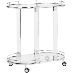 Lennon Acrylic Bar Trolley - Chrome - Safavieh -Safavieh Store GUEST 4ca80c26 f28b 49d2 9bfb 36aeefc75ef7