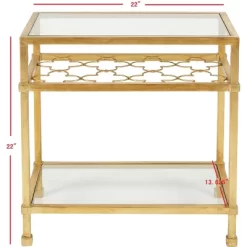 Hanzel Gold Leaf Glass Side Table - Gold - Safavieh -Safavieh Store GUEST 66871b61 53a2 485c a012 e95394856689