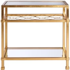 Hanzel Gold Leaf Glass Side Table - Gold - Safavieh -Safavieh Store GUEST 6b0c18ea 7470 4e04 8c1e 83e8d64bbab6