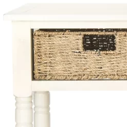 Winifred Wicker Console Table With Storage - White - Safavieh -Safavieh Store GUEST 71074866 925c 47d3 9acd 8f04d6e65738