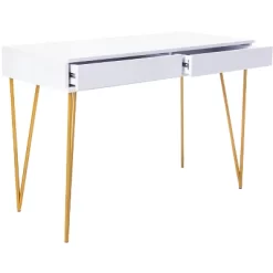 Pine Two Drawer Desk - White/Gold - Safavieh 14 Pine Two Drawer Desk - White/Gold - Safavieh -Safavieh Store GUEST 719e0868 e910 4ff2 9268 cdce3cba3e6f