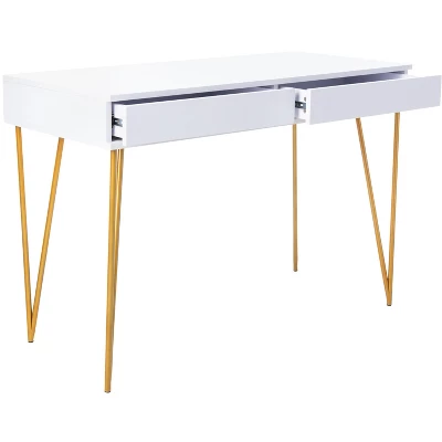 Pine Two Drawer Desk - White/Gold - Safavieh 7 Pine Two Drawer Desk - White/Gold - Safavieh - Image 7