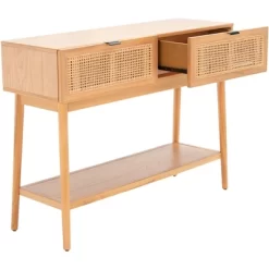 Baisley 2 Drawer Rattan Console Table - Natural - Safavieh -Safavieh Store GUEST 794ef012 7e23 47c9 96e5 95e33f7331f2