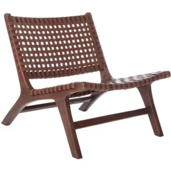 Luna Leather Woven Accent Chair - Safavieh -Safavieh Store GUEST 81651aad d736 4e62 8248 483d71f0fca2
