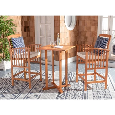 Pate 3pc Bistro Set - Natural/Beige/Navy - Safavieh 1 Pate 3pc Bistro Set - Natural/Beige/Navy - Safavieh