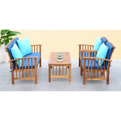 Rocklin 4pc Outdoor Set - Natural Look/Navy - Safavieh 2 Rocklin 4pc Outdoor Set - Natural Look/Navy - Safavieh - Image 2