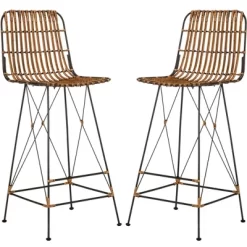 Minerva Wicker Bar Stool (Set Of 2) - Safavieh -Safavieh Store GUEST 96a3f7fd 5358 4b07 a55c 456344ddb19b