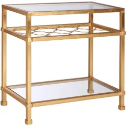 Hanzel Gold Leaf Glass Side Table - Gold - Safavieh -Safavieh Store GUEST 972a5b44 da8a 4946 a4cd 2609a0c3ad08