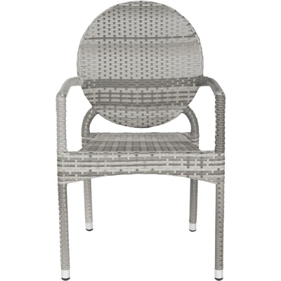 Valdez Indoor Outdoor French Bistro Stacking Arm Chair (Set Of 2) - Grey - Safavieh 2 Valdez Indoor Outdoor French Bistro Stacking Arm Chair (Set Of 2) - Grey - Safavieh - Image 2