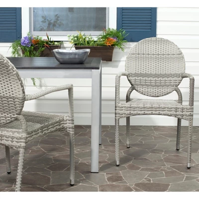 Valdez Indoor Outdoor French Bistro Stacking Arm Chair (Set Of 2) - Grey - Safavieh 1 Valdez Indoor Outdoor French Bistro Stacking Arm Chair (Set Of 2) - Grey - Safavieh
