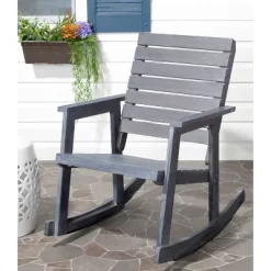 Geneva Wood Patio Rocking Chair - Gray - Safavieh