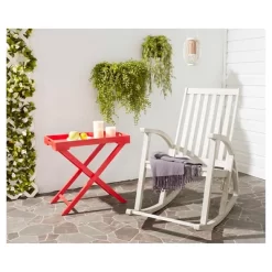 Lugano Wood Patio Rocking Chair - White - Safavieh -Safavieh Store GUEST a4e5cc84 9220 46cc a506 a015feeaae9a