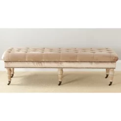 Barney Tufted Bench W/ Brass Nail Heads - Safavieh