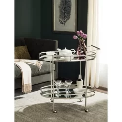 Dante Bar Cart - Silver/Mirror - Safavieh