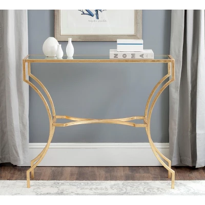 Alphonse Console - Gold/Glass - Safavieh 1 Alphonse Console - Gold/Glass - Safavieh