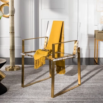 Langston Acrylic Arm Chair - Brass/Clear - Safavieh 1 Langston Acrylic Arm Chair - Brass/Clear - Safavieh