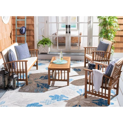 Rocklin 4pc Living Set - Natural/Beige/Navy - Safavieh 1 Rocklin 4pc Living Set - Natural/Beige/Navy - Safavieh