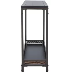 Dinesh Console With Storage Shelf - Black/Dark Walnut - Safavieh -Safavieh Store GUEST ce3fd006 c16d 460a 979e d23bb1b8e7de