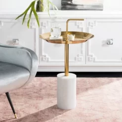Apollo Round Brass Top Side Table - Brass/Marble - Safavieh -Safavieh Store GUEST eb2cfded 3f0f 4af5 99f9 4dc1c9bb25e9