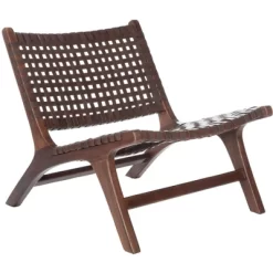 Luna Leather Woven Accent Chair - Safavieh -Safavieh Store GUEST f7e43acc c200 4143 81a7 0e24855d5e9c